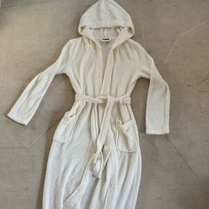 Plush Cream Hooded Bathrobe